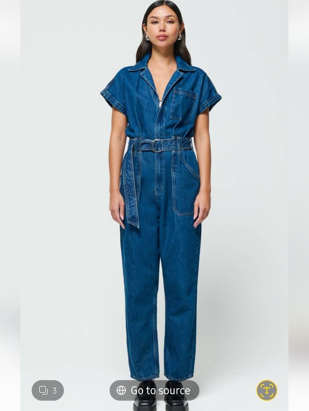 ÉTICA Megg Denim Utility Belted Jumpsuit Coveralls Blue Medium